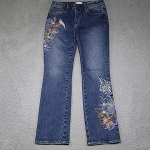 Driftwood Kelly Embroidered Bootcut Jeans Blue Floral‎ Bird Boho Denim W26 L29